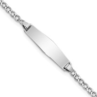 14K White Gold Polished Semi-Solid Chain Solid Plate Cuban Link Soft Diamond Shape 20x5.5mm Plate ID Bracelet - 7in view 1