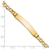 14K Yellow Gold Polished Semi-Solid Chain Solid Plate Cuban Link 35x 7mm Plate ID Bracelet, 8" view 3