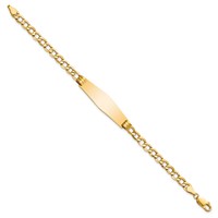 14K Polished Semi-Solid Chain Solid Plate Cuban Link Soft Diamond Shape 34x10mm Plate 7 Inch ID Bracelet view 2