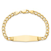 14K Polished Semi-Solid Chain Solid Plate Cuban Link Soft Diamond Shape 34x10mm Plate 7 Inch ID Bracelet view 4