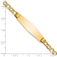 14K Polished Semi-Solid Chain Solid Plate Cuban Link Soft Diamond Shape 34x10mm Plate 7 Inch ID Bracelet view 3