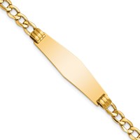 14K Polished Semi-Solid Chain Solid Plate Cuban Link Soft Diamond Shape 34x10mm Plate 7 Inch ID Bracelet view 1