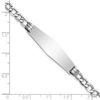14K White Gold Polished Semi-Solid Chain Solid Plate Cuban Link Soft Diamond Shape 34x 10mm Plate ID Bracelet, 7" view 3