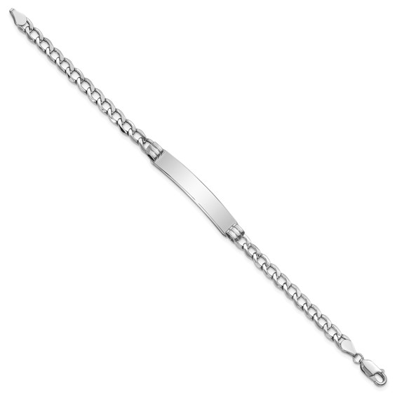 14k White Gold Polished Semi-Solid Chain/Solid Plate Cuban Link 35x7mm Plate 7 inch ID Bracelet