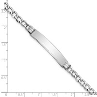 14K White Gold Polished Semi-Solid Chain Solid Plate Cuban Link 35x 7mm Plate ID Bracelet, 7" view 3