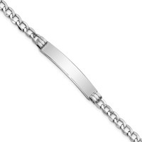 14K White Gold Polished Semi-Solid Chain Solid Plate Cuban Link 35x 7mm Plate ID Bracelet, 7" view 1