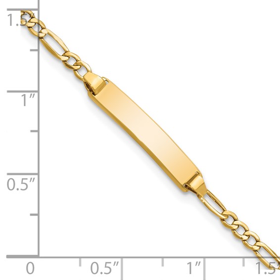 14k Polished Semi-Solid Chain/Solid Plate Figaro Link 23x4.5mm Plate 5.5 inch Baby/Child ID Bracelet