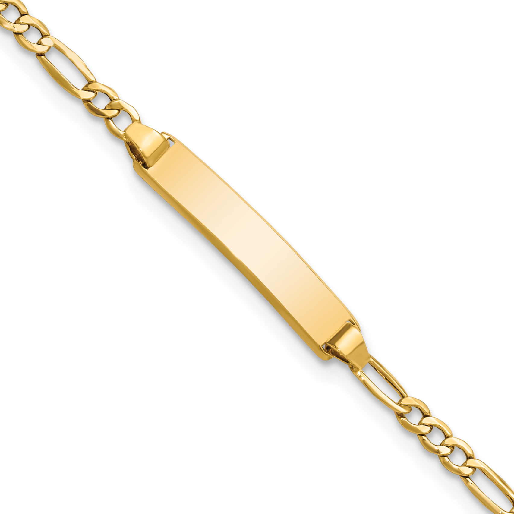 14k Polished Semi-Solid Chain/Solid Plate Figaro Link 23x4.5mm Plate 5.5 inch Baby/Child ID Bracelet (DCID134-5.5)