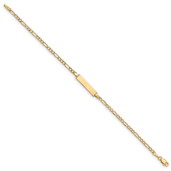 14k Polished Semi-Solid Chain/Solid Plate Figaro Link 19.5x4.5mm Plate 8 inch ID Bracelet