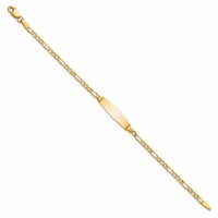 14K Polished Semi-Solid Chain Solid Plate Figaro Link Soft Diamond Shape 19.5x5.5mm Plate 6 Inch ID Bracelet view 2
