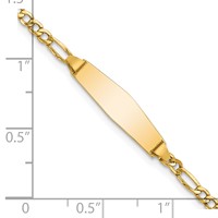 14K Polished Semi-Solid Chain Solid Plate Figaro Link Soft Diamond Shape 19.5x5.5mm Plate 6 Inch ID Bracelet view 3