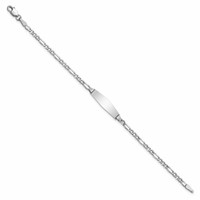 14K White Gold Polished Semi-Solid Chain Solid Plate Figaro Link Soft Diamond Shape 20x5.5mm Plate ID Bracelet - 6in view 2
