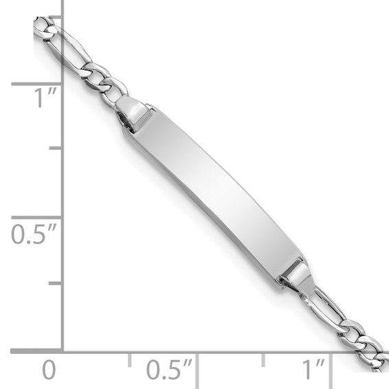 14k White Gold Polished Semi-Solid Chain/Solid Plate Figaro Link 19.5x4.5mm Plate 5.5 inch Baby/Child ID Bracelet