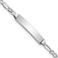 14K White Gold Polished Semi-Solid Chain Solid Plate Figaro Link 19.5x 4.5mm Plate ID Bracelet, 6" view 1