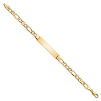 14K Yellow Gold Polished Semi-Solid Chain Solid Plate Figaro Link 34.5x7mm Plate ID Bracelet - 7in view 2