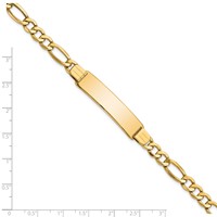 14K Yellow Gold Polished Semi-Solid Chain Solid Plate Figaro Link 37.5x10mm Plate ID Bracelet - 8in view 3