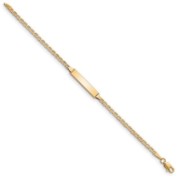 14k Polished Semi-Solid Chain/Solid Plate Anchor Link 20.5x4.5mm Plate 5.5 inch Baby/Child ID Bracelet