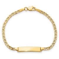 14K Yellow Gold Polished Semi-Solid Chain Solid Plate Anchor Link 20.5x 4.5mm Plate ID Bracelet, 6" view 4