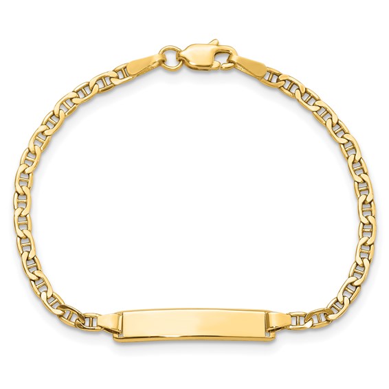 14k Polished Semi-Solid Chain/Solid Plate Anchor Link 20.5x4.5mm Plate 5.5 inch Baby/Child ID Bracelet