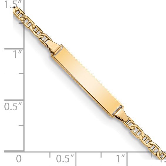 14k Polished Semi-Solid Chain/Solid Plate Anchor Link 20.5x4.5mm Plate 5.5 inch Baby/Child ID Bracelet