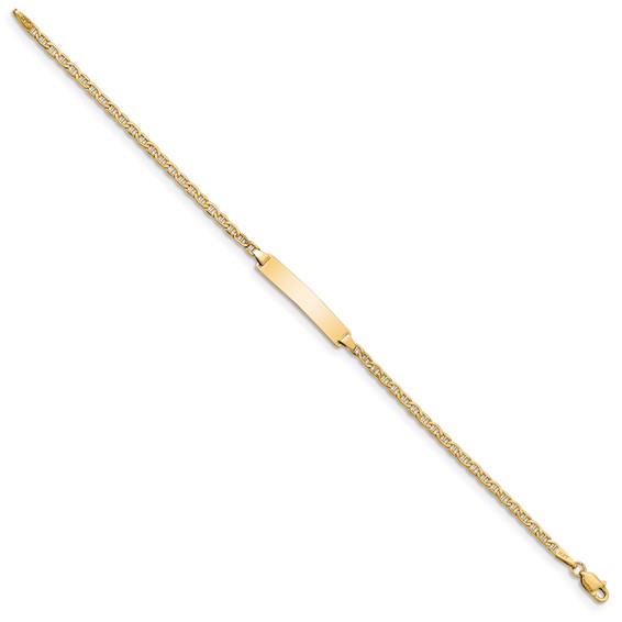 14k Polished Semi-Solid Chain/Solid Plate Anchor Link 23x4.5mm Plate 8 inch ID Bracelet