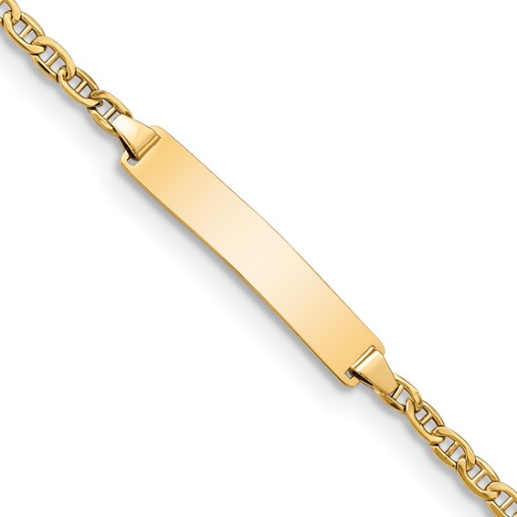 14k Polished Semi-Solid Chain/Solid Plate Anchor Link 23x4.5mm Plate 8 inch ID Bracelet