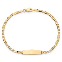 14K Yellow Gold Polished Semi-Solid Chain Solid Plate Anchor Link Soft Diamond Shape 19.5x5.5mm Plate ID Bracelet - 6in view 4