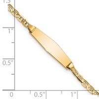 14K Yellow Gold Polished Semi-Solid Chain Solid Plate Anchor Link Soft Diamond Shape 19.5x5.5mm Plate ID Bracelet - 6in view 3