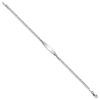 14K White Gold Polished Semi-Solid Chain Solid Plate Anchor Link Soft Diamond Shape 20x5.5mm Plate 6 Inch ID Bracelet view 2