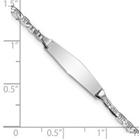 14K White Gold Polished Semi-Solid Chain Solid Plate Anchor Link Soft Diamond Shape 20x5.5mm Plate 6 Inch ID Bracelet view 3