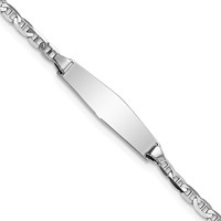 14K White Gold Polished Semi-Solid Chain Solid Plate Anchor Link Soft Diamond Shape 20x5.5mm Plate 6 Inch ID Bracelet view 1