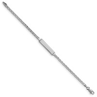 14K White Gold Polished Semi-Solid Chain Solid Plate Anchor Link 20x 4.5mm Plate ID Bracelet, 5.5" view 2