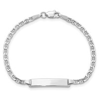 14K White Gold Polished Semi-Solid Chain Solid Plate Anchor Link 20x 4.5mm Plate ID Bracelet, 5.5" view 4
