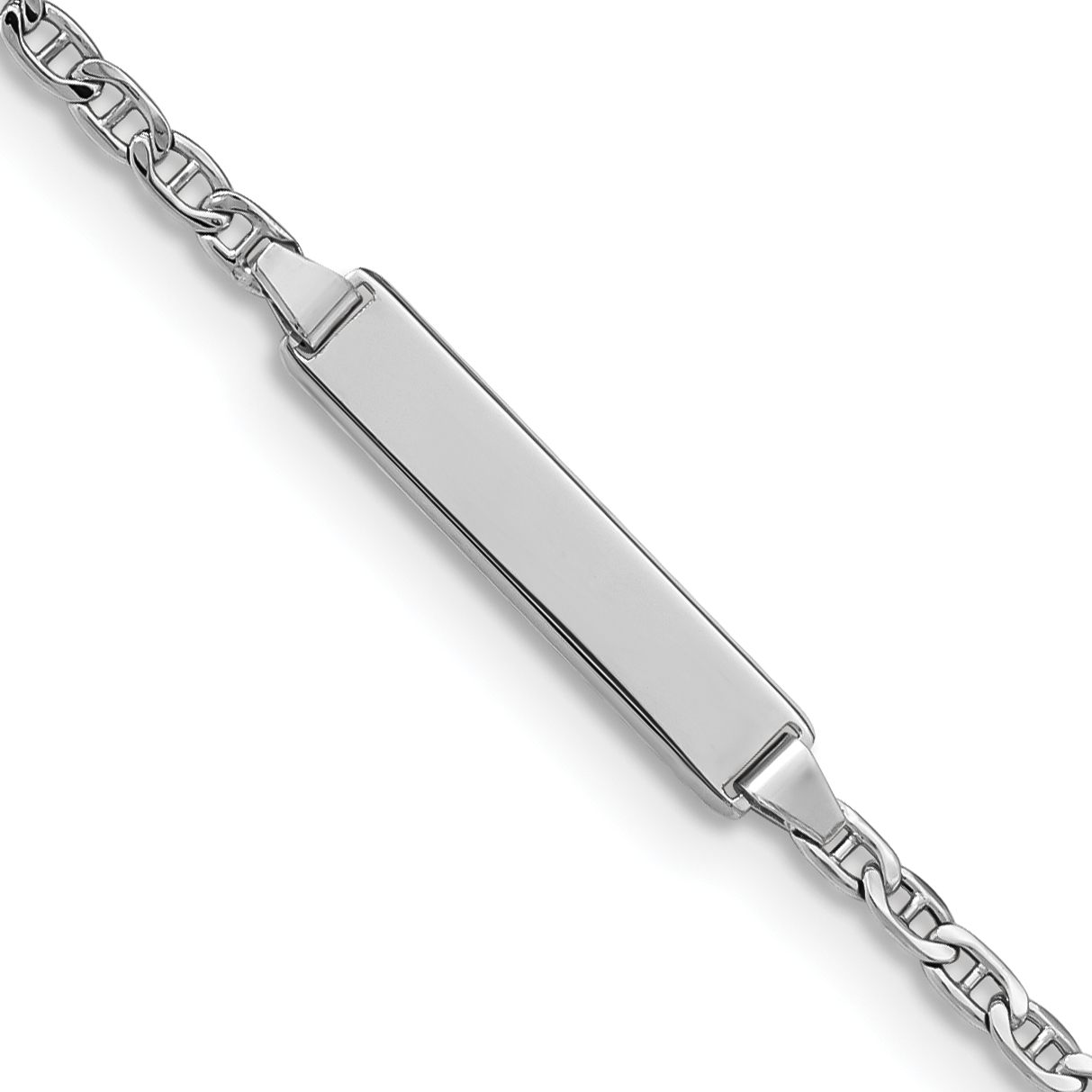 14k White Gold Polished Semi-Solid Chain/Solid Plate Anchor Link 20x4.5mm Plate 5.5 inch Baby/Child ID Bracelet (DCID137W-5.5)