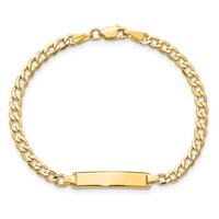 14K Yellow Gold Polished Semi-Solid Chain Solid Plate Cuban Link 23.5x4.5mm Plate ID Bracelet - 6in view 4