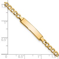 14K Yellow Gold Polished Semi-Solid Chain Solid Plate Cuban Link 23.5x4.5mm Plate ID Bracelet - 6in view 3