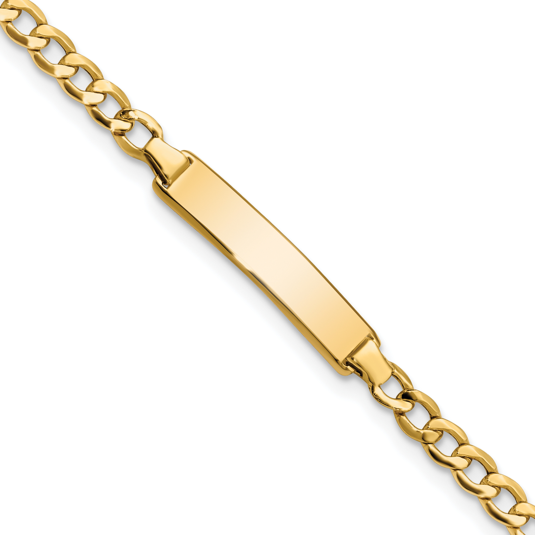 14k Polished Semi-Solid Chain/Solid Plate Cuban Link 23.5x4.5mm Plate 6 inch Baby/Child ID Bracelet (DCID138-6)