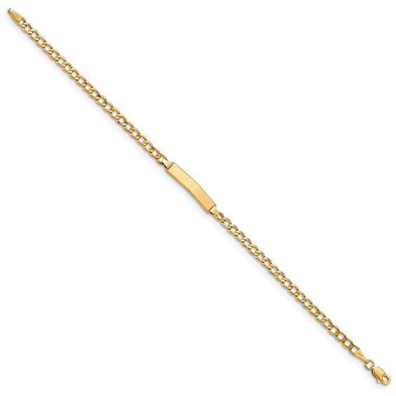 14k Polished Semi-Solid Chain/Solid Plate Cuban Link 19.5x4.5mm Plate 8 inch ID Bracelet