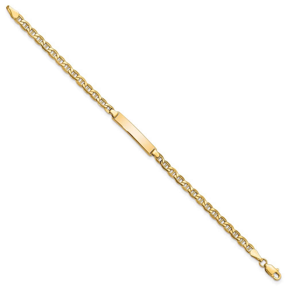 14k Polished Semi-Solid Chain/Solid Plate Anchor Link 23.3x4.5mm Plate 6 inch Baby/Child ID Bracelet (DCID139-6)