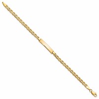 14K Yellow Gold Polished Semi-Solid Chain Solid Plate Anchor Link 23.3x 4.5mm Plate ID Bracelet, 6" view 2