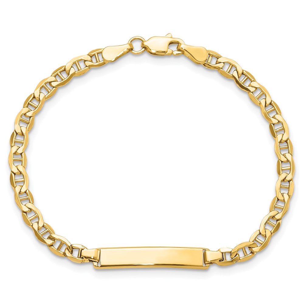 14k Polished Semi-Solid Chain/Solid Plate Anchor Link 23.3x4.5mm Plate 6 inch Baby/Child ID Bracelet (DCID139-6)