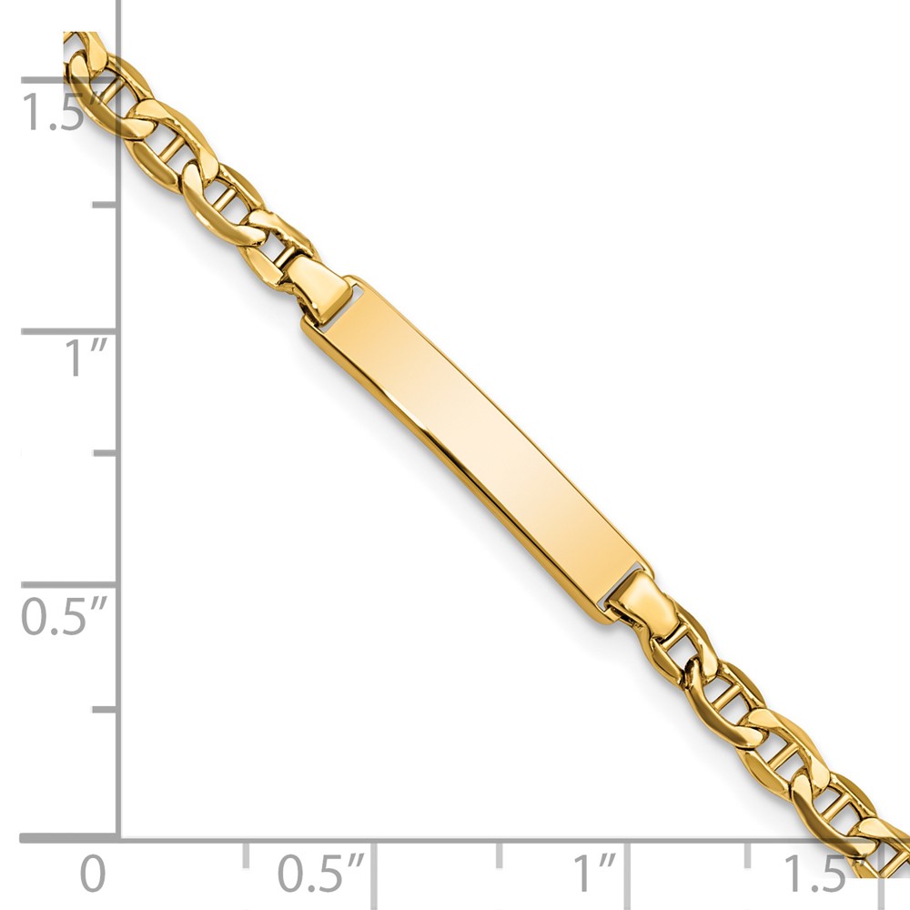 14k Polished Semi-Solid Chain/Solid Plate Anchor Link 23.3x4.5mm Plate 6 inch Baby/Child ID Bracelet (DCID139-6)