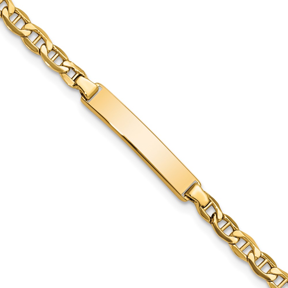 14k Polished Semi-Solid Chain/Solid Plate Anchor Link 23.3x4.5mm Plate 6 inch Baby/Child ID Bracelet (DCID139-6)