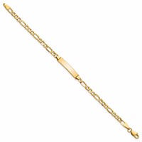 14K Polished Semi-Solid Chain Solid Plate Figaro Link 20.3x4.4mm Plate 6 Inch ID Bracelet view 2