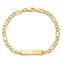 14K Polished Semi-Solid Chain Solid Plate Figaro Link 20.3x4.4mm Plate 6 Inch ID Bracelet view 4