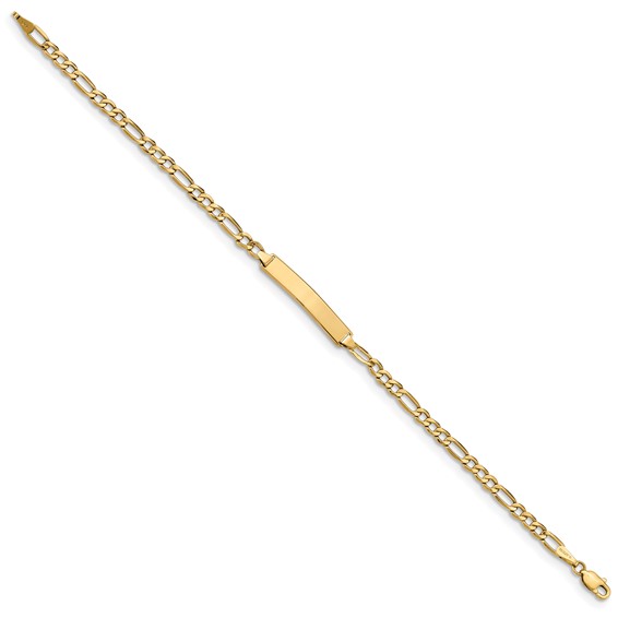14k Polished Semi-Solid Chain/Solid Plate Figaro Link 23x4.3mm Plate 8 inch ID Bracelet
