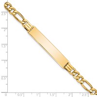 14K Yellow Gold Polished Semi-Solid Chain Solid Plate Figaro Link 39x 8mm Plate ID Bracelet, 7" view 3