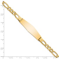 14K Yellow Gold Polished Semi-Solid Chain Solid Plate Figaro Link Soft Diamond Shape 38x11mm Plate ID Bracelet - 8in view 3