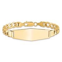 14K Polished Semi-Solid Chain Solid Plate Curb Link Soft Diamond Shape 39x14mm Plate 8 Inch ID Bracelet view 3