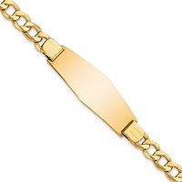 14K Polished Semi-Solid Chain Solid Plate Curb Link Soft Diamond Shape 39x14mm Plate 8 Inch ID Bracelet view 1